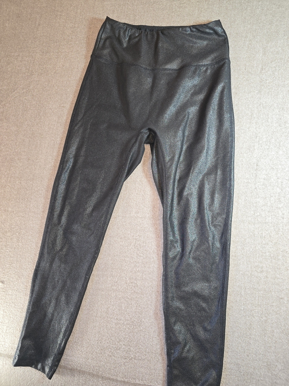 Hartpor Black Shimmer Faux Leather High Waist Legging Women's Large